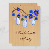 Rustic Blue Mason Jars Bachelorette Party Invite Kaart (Voorkant / Achterkant)