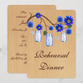 Rustic Blue Mason Jars Rehearsal Dîner Invitation (Devant / Derrière)