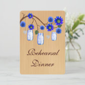 Rustic Blue Mason Jars Rehearsal Dîner Invitation (Debout devant)