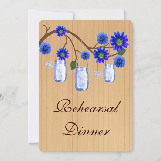 Rustic Blue Mason Jars Rehearsal Dîner Invitation (Devant)