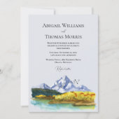 Rustic Blue Mountain Watercolor Wedding Invitation Kaart (Voorkant)
