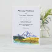 Rustic Blue Mountain Watercolor Wedding Invitation Kaart (Staand voorkant)