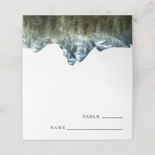 Rustic Blue Mountain Wedding Table Number (Buitenkant ongevouwen)