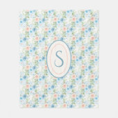 Rustic Blue Pink Green Floral Shabby Chic Fleece Deken (Voorkant)