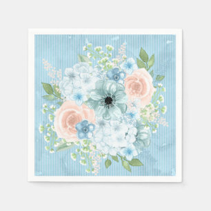 Rustic Blue Pink Green Floral Shabby Chic Servet