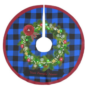 Rustic Blue Pset, Wreath, Familienaam Tree Skirt Kerstboom Rok