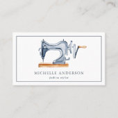  Rustic Blue Sewing Machine Mode Stylist Visitekaartje (Voorkant)