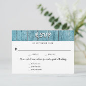 Rustic Blue Shiplap 3 Entree RSVP Wedding Response (Staand voorkant)