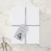 Rustic Blue Snowman Christmas Cadeaulabel (Met Touw)