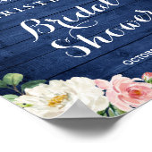 Rustic Blue String Light Floral Vrijgezellenfeest Poster (Hoek)