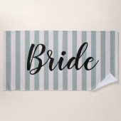 Rustic Blue Stripes Bride Strandlaken (Voorkant)