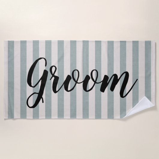 Rustic Blue Stripes Groom Strandlaken (Voorkant)