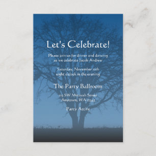 Rustic Blue Tree of Life Bar Mitzvah Reception Kaart