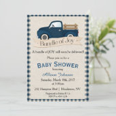 Rustic Blue Truck Baby shower Invitation (Debout devant)