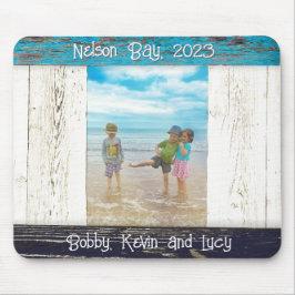 Rustic Blue White Beach Wood Photo Frame Muismat
