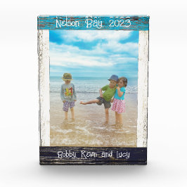 Rustic Blue White Beach Wood Text 5" x 7" Frame Fotoblokken