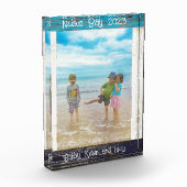 Rustic Blue White Beach Wood Text 5" x 7" Frame Fotoblokken (Links)