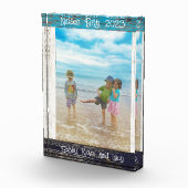 Rustic Blue White Beach Wood Text 5" x 7" Frame Fotoblokken (Rechts)