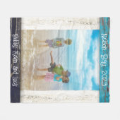 Rustic Blue White Beach Wood Text Photo Frame Fleece Deken (Voorkant (Horizontaal))