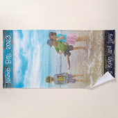 Rustic Blue White Beach Wood Text Photo Frame Strandlaken (Voorkant)