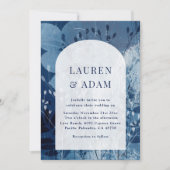 Rustic Blue & White Botancial Wedding Invitation Kaart (Voorkant)