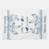 Rustic Blue & White Chicken, Hen Personalized Theedoek (Horizontaal)