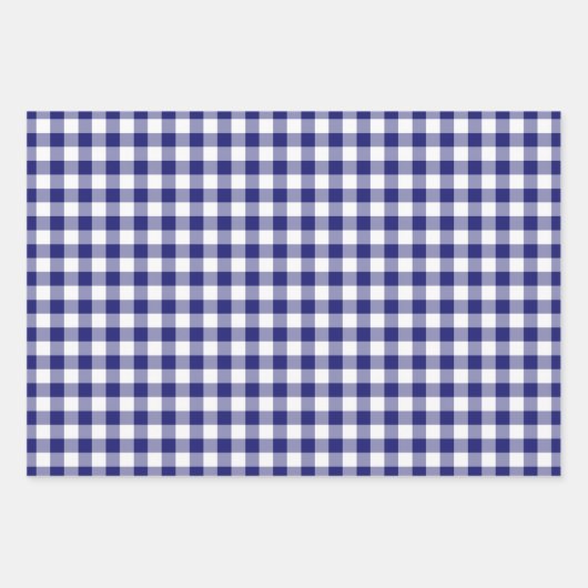 Rustic Blue White Gingham Checkered Pattern Inpakpapier Vel (Voorkant 3)