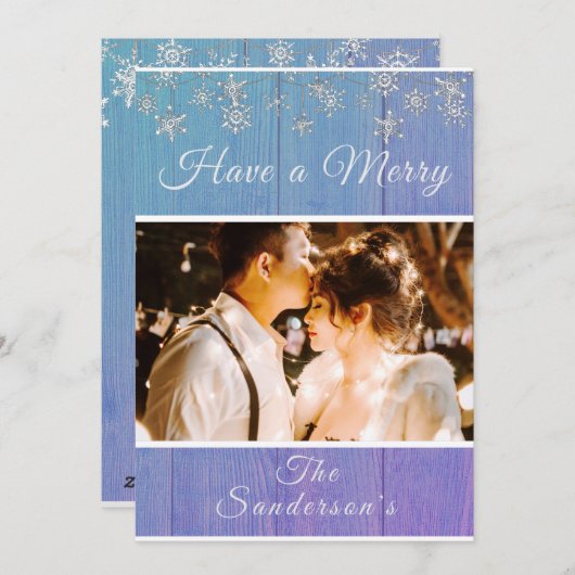 Rustic Blue White — kerstkaart (Voorkant / Achterkant)