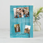 Rustic Blue Wood 4 Foto's Weddenschap Bedankkaart (Staand voorkant)