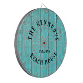 Rustic Blue Wood Beach house Familienaam Dartbord (Voorkant Links)