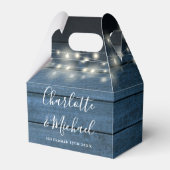 Rustic Blue Wood String Lights Wedding Bedankdoosjes (Voorkant Zijde)