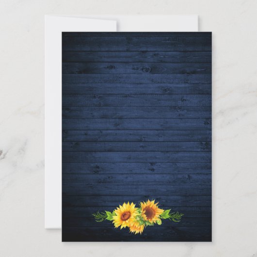 Rustic Blue Wood Sunflower Greeneral Kaart (Achterkant)