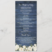 Rustic Blue Wood White Flowers Lace Wedding Programma (Achterkant)