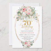 Rustic Blush and Gold 70th Birthday Invitation (Devant)