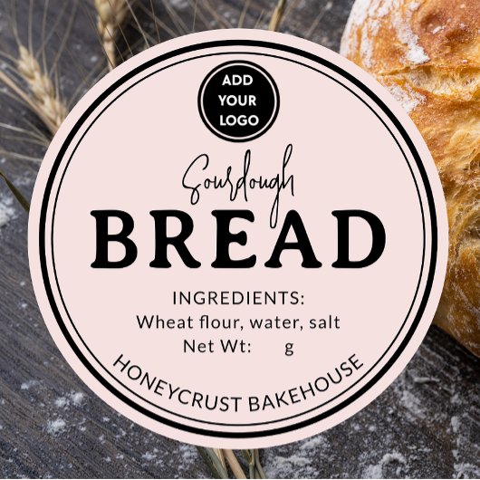 Rustic Blush Bakery Sourdough Bread Label Sticker