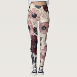 Rustic Blush Bloem Motief Linnen (7) Leggings