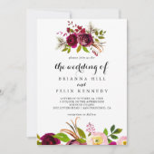 Rustic Blush Bourgogne Floral The Wedding of Kaart (Voorkant)