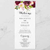 Rustic Blush Bourgogne Floral Wedding Programme (Devant)