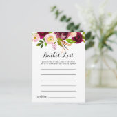 Rustic Blush Bourgondië Floral Bucket List Kaarten (Staand voorkant)