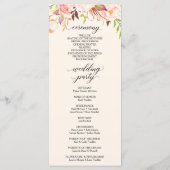 Rustic Blush Bourgondië huwelijksprogramma Programma (Achterkant)