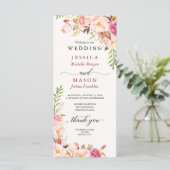 Rustic Blush Bourgondië huwelijksprogramma Programma (Staand voorkant)