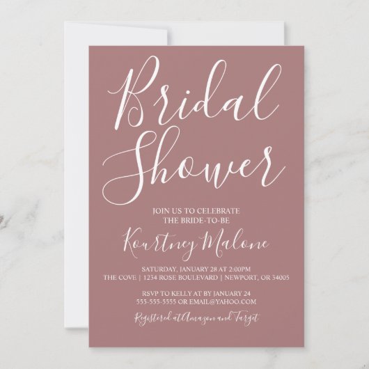 Rustic Blush Bridal Shower Invitation Kaart (Voorkant)