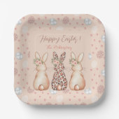 Rustic Blush Bunny Party custom Papieren Bordje (Voorkant)
