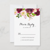 Rustic Blush Burgundy Floral Calligrafie RSVP (Voorkant)