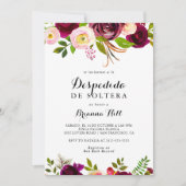 Rustic Blush Burgundy Floral Spaans Vrijgezellenfe Kaart (Voorkant)