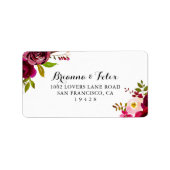 Rustic Blush Burgundy Floral Wedding RSVP Adres Etiket (Voorkant)