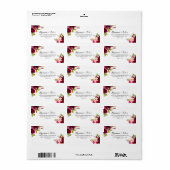 Rustic Blush Burgundy Floral Wedding RSVP Adres Etiket (Full Sheet)