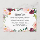 Rustic Blush Burgundy Floral Wreath Reception Informatiekaartje (Voorkant)