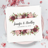 Rustic Blush Burgundy Flowers Wedding Servet