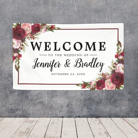 Rustic Blush Burgundy Flowers Wedding Spandoek